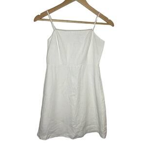 GB Womens White Linen Blend Sheath Spaghetti Strap Mini Dress Sleeveless